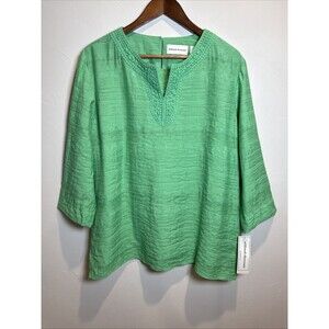 Alfred Dunner Bahama Bays Beaded Shirt Top Women’s Size 16 NWT